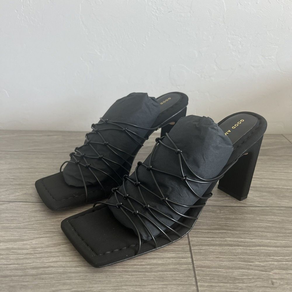 Good‎ American Womens Black Caged Neoprene Mule Size 11 NIB